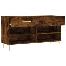 Berkfield Home Shoe Bench Smoked Oak 102x35x55 cm Engineered Wood in Brown - Size: 102 x 35 x 55 cm - thumbnail 5