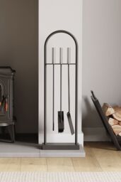Home Discount Fire Vida 4 Piece Arc Companion Set Indoor Outdoor Fireplace Tool in Black - thumbnail 2