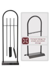 Home Discount Fire Vida 4 Piece Arc Companion Set Indoor Outdoor Fireplace Tool in Black - thumbnail 6