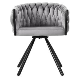 Merax Velvet Swivel Dining Chair with Metal Legs in Grey - thumbnail 6