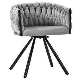 Merax Velvet Swivel Dining Chair with Metal Legs in Grey - thumbnail 7