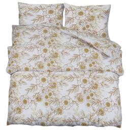 Berkfield Home Duvet Cover Set White & Brown 155x220 cm Cotton