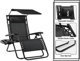 ATEK 2x Zero Gravity Chair Foldable Reclining Garden Sun Lounger Adjustable in Black - thumbnail 7