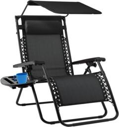 ATEK 2x Zero Gravity Chair Foldable Reclining Garden Sun Lounger Adjustable in Black - thumbnail 2