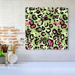 Warren Reed - Designer Green & Pink Leopard Print Canvas - Size: w40 inch x h40 inch - thumbnail 2