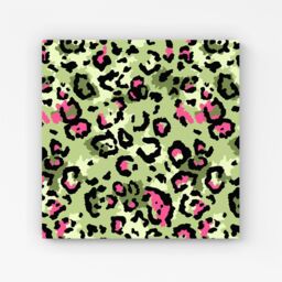 Warren Reed - Designer Green & Pink Leopard Print Canvas - Size: w40 inch x h40 inch - thumbnail 1