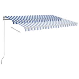 Berkfield Home Manual Retractable Awning with LED 300x250 cm Blue & White - thumbnail 1