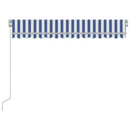 Berkfield Home Manual Retractable Awning with LED 300x250 cm Blue & White - thumbnail 4