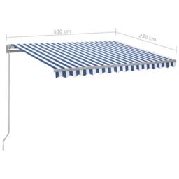 Berkfield Home Manual Retractable Awning with LED 300x250 cm Blue & White - thumbnail 7