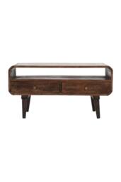 IH Design Rowledge Dark Mango Wood TV Stand 2 Drawers in Dark Brown - thumbnail 3