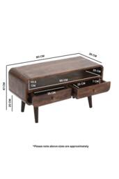 IH Design Rowledge Dark Mango Wood TV Stand 2 Drawers in Dark Brown - thumbnail 5