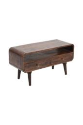 IH Design Rowledge Dark Mango Wood TV Stand 2 Drawers in Dark Brown - thumbnail 2