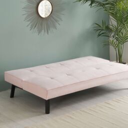 Birlea Velvet Sofa Bed Aurora 3 Seater Settee Modern Fabric in Pale Pink - thumbnail 2