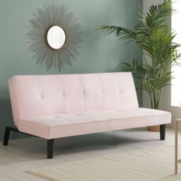 Birlea Velvet Sofa Bed Aurora 3 Seater Settee Modern Fabric in Pale Pink - thumbnail 1