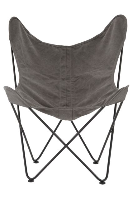 Orsina Compact Ivory Butterfly Chair, Sling Seat Occasional Chair For Outdoor Garden, Durable Accent Lounge Chair in Grey - image 1