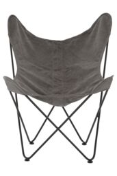 Orsina Compact Ivory Butterfly Chair, Sling Seat Occasional Chair For Outdoor Garden, Durable Accent Lounge Chair in Grey - thumbnail 7