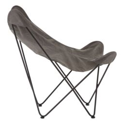 Orsina Compact Ivory Butterfly Chair, Sling Seat Occasional Chair For Outdoor Garden, Durable Accent Lounge Chair in Grey - thumbnail 3