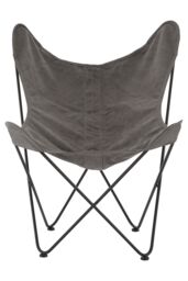 Orsina Compact Ivory Butterfly Chair, Sling Seat Occasional Chair For Outdoor Garden, Durable Accent Lounge Chair in Grey