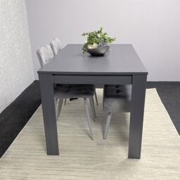 KOSY KOALA Modern Dark Grey Dining Table Set with 2 Grey Velvet Chairs & 1 Grey Bench in Brown - thumbnail 4