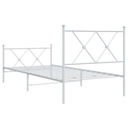 Berkfield Home Metal Bed Frame without Mattress with Footboard White 90x200cm - Size: 90x200 cm - thumbnail 6