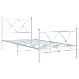 Berkfield Home Metal Bed Frame without Mattress with Footboard White 90x200cm - Size: 90x200 cm - thumbnail 3