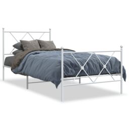 Berkfield Home Metal Bed Frame without Mattress with Footboard White 90x200cm - Size: 90x200 cm - thumbnail 2