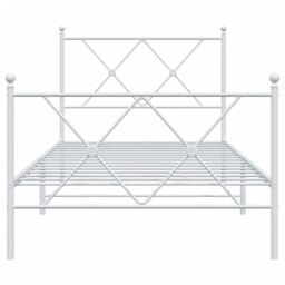 Berkfield Home Metal Bed Frame without Mattress with Footboard White 90x200cm - Size: 90x200 cm - thumbnail 4