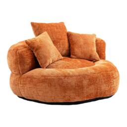 Matteo Orange Chenille Lazy Sofa Memory Foam Bean Bag Lounger