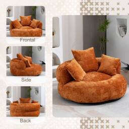 Matteo Orange Chenille Lazy Sofa Memory Foam Bean Bag Lounger - thumbnail 2