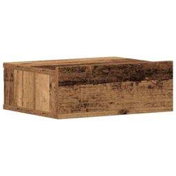 Berkfield Home Floating Nightstand Old Wood 40x32x15 cm Engineered Wood in Brown - Size: 40 x 32 x 15 cm - thumbnail 2