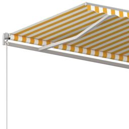 Berkfield Home Manual Retractable Awning 450x300 cm Yellow & White - thumbnail 5