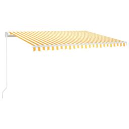 Berkfield Home Manual Retractable Awning 450x300 cm Yellow & White - thumbnail 2