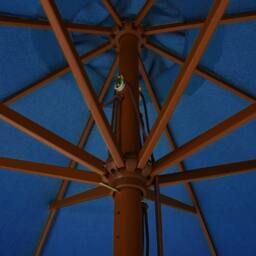Berkfield Home Outdoor Parasol with Wooden Pole 330 cm Azure in Blue - thumbnail 4