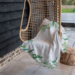 Benjamin Tate Design Light Botanical Leaves Blanket in Natural - Size: 120 cm x 150 cm - thumbnail 4