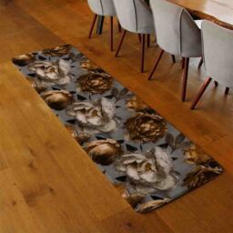 Benjamin Tate Design Golden White Flower Runner Rug in Natural - Size: 67 cm x 230 cm - thumbnail 2