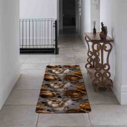 Benjamin Tate Design Golden White Flower Runner Rug in Natural - Size: 67 cm x 230 cm - thumbnail 3
