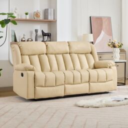 Artemis Home Sheridan 3 Seat Manual Recliner Sofa with Central Console in Cream - Size: 3 Seater - thumbnail 2