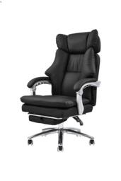 Living and Home Ergonomic Reclining Office Chair with Footrest and Adjustable Headrest in Black - thumbnail 2