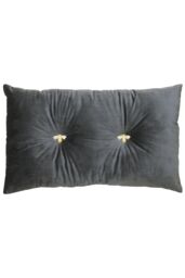 Paoletti Bumble Bee Embroidered Buttoned Velvet Ready Filled Cushion in Charcoal - Size: 30 cm x 50 cm