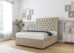 "Sloomy Montana Coniston Divan Bed Base No Drawers - 54"" Headboard in Cream - Size: Double" - thumbnail 3