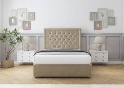 "Sloomy Montana Coniston Divan Bed Base No Drawers - 54"" Headboard in Cream - Size: Double" - thumbnail 2