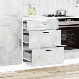 Berkfield Home Kitchen Base Cabinet Porto Concrete Grey Engineered Wood - thumbnail 3