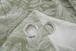 Luxury Living Chenille Jacquard Lined Ring Top Eyelet Curtains in Green - Size: 168 cm width x 137 cm drop - thumbnail 5