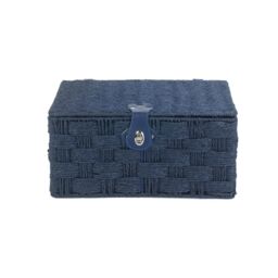 Red Hamper Blue Woven Paper Rope Picnic Basket - Size: Large - thumbnail 3