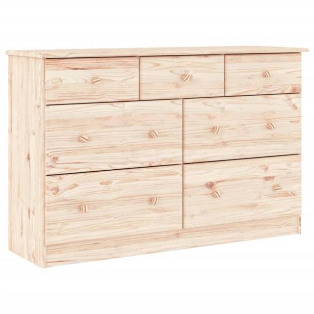 Berkfield Home Chest of Drawers ALTA 112x35x73 cm Solid Wood Pine in Light Tan - Size: 112 x 35 x 73 cm - image 1