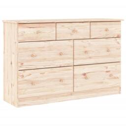 Berkfield Home Chest of Drawers ALTA 112x35x73 cm Solid Wood Pine in Light Tan - Size: 112 x 35 x 73 cm - thumbnail 1