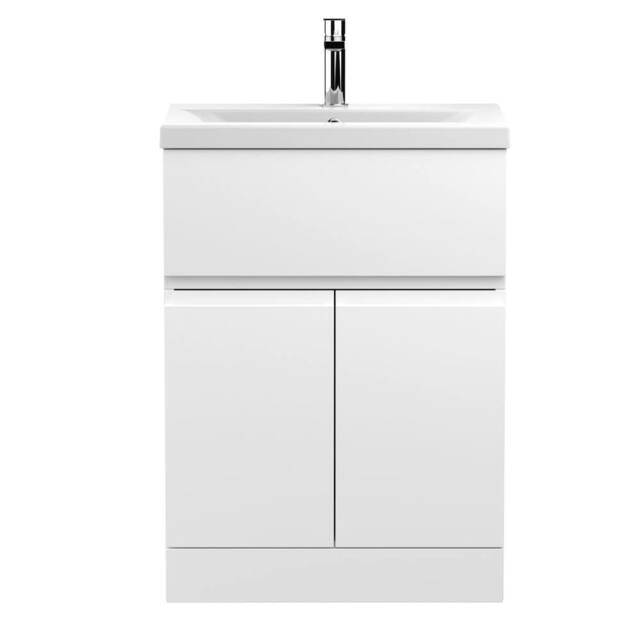 Balterley Mavesyn 2 Door 1 Drawer Vanity Basin Unit, Satin White, 600mm in White - image 1