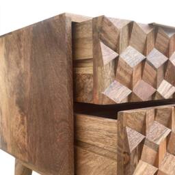 Jaipur Furniture Ltd Geometric 2 Drawer Bedside - Mango Wood - L40 x W40 x H50 cm - Mango Light Finish in Brown - thumbnail 8