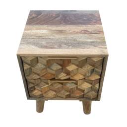 Jaipur Furniture Ltd Geometric 2 Drawer Bedside - Mango Wood - L40 x W40 x H50 cm - Mango Light Finish in Brown - thumbnail 4