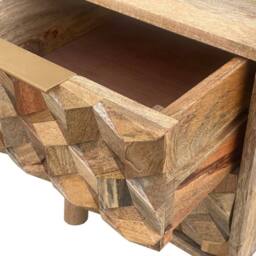 Jaipur Furniture Ltd Geometric 2 Drawer Bedside - Mango Wood - L40 x W40 x H50 cm - Mango Light Finish in Brown - thumbnail 9